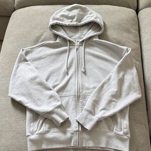 Aritzia Light Gray Zip-Up Hoodie